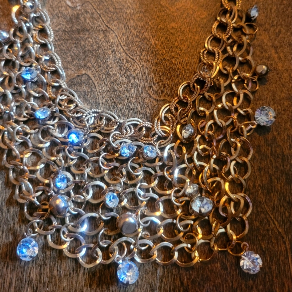 Elegant Gold and Silver Chain Necklace with Accents